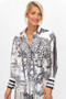 Front of the Print Satin Cheetah Shirt style 1001 from Look Mode in the color black