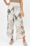 Front of the Flower Printed Linen Pants style 8155NF from Look Mode in the color beige