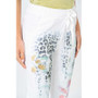 Close up of the Cheetah and Flower Print Jeggings 21402 from Look Mode in the color white