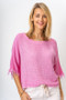Front of the Cotton & Linen Mix Crop Top style 737202 from Look Mode in the color fuchsia