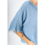 Close up of the Cotton & Linen Mix Crop Top style 737202 from Look Mode in the color blue