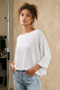 Front of the Cotton & Linen Mix Crop Top style 737202 from Look Mode in the color white