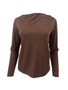 Front of the Draped Neck Long Sleeve Top style BCTF26092 from Insight in the color mocha