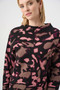 Close up of the Abstract Jacquard Sweater With Rhinestone Detail style 263930 from Joseph Ribkoff in the black/multi print