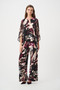 Front of the Silky Knit And Chiffon Abstract Print Top With Rhinestone Trim style 263757 from Joseph Ribkoff in the black/multi print