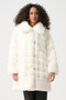 Front of the Textured Faux Fur Funnel-Neck Reversible Coat style 263920 from Joseph Ribkoff in the color winter white