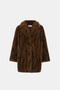 Front of the Textured Faux Fur Notch Collar Coat style 263916 from Joseph Ribkoff in the color brown