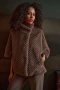 Front of the Chevron Faux Fur Cape-Style Jacket style 263917 from Joseph Ribkoff in the color mink