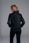 Back of the Faux Vegan Leather Sequin Moto Jacket style BCJ101C06 from Insight in the color black