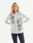 Front of the Cityscape Blingy Button Up Blouse style 76265 from Dolcezza in the colors black and white