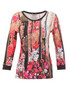 Front of the Wild Forest Rose 3/4 Sleeve Top style 76670 from Dolcezza in the multi print