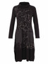 Front of the Living On The Edge Cowl Neck Pocket Dress style 76134 from Dolcezza in the colors black and gold
