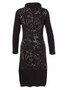 Back of the Living On The Edge Cowl Neck Pocket Dress style 76134 from Dolcezza in the colors black and gold