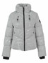 Front of the Metallic Print Puffer Zip Coat style 76808 from Dolcezza in the color grey