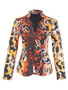 Front of the Animal Kingdom Zip Moto Jacket style 76718 from Dolcezza in the multi print