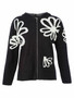 Front of the Flower Print Zip-Up Hoodie style 76307 from Dolcezza in the colors black and white