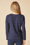 Back of the Shadow Stripe Long Sleeve Tee style 30016 from Habitat in the color navy