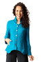 Front of the Jaquard Ruched Collared Shirt style 30719 from Habitat in the color teal