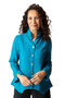 Front of the Jaquard Ruched Collared Shirt style 30719 from Habitat in the color teal