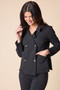 Front of the Stonewashed Double Breasted Jacket style 31519 from Habitat in the color black denim