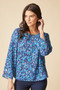 Front of the Destination Dot Pleat Back Button Pullover style 34332 from Habitat in the Tide print