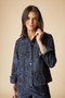 Front of the Luxe Cord Boyfriend Jacket style 47411 from Habitat in the color navy