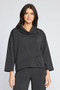 Front of the Featherlux Crossroads Cowl Neck Top style 330140 from Olivia in the color black