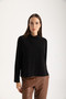 Front of the Benji Funnel Neck Top style 421-13135 from Isle in the color black