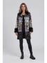 Front of the Mixed Media Faux Fur Trim Jacket style 2645 from Adore in the multi print