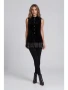 Front of the Sleeveless Velvet Tunic with Chiffon Hem style L3714-1 from Adore in the color black