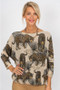 Front of the Big Cat Batwing Sleeve Top style 0614 from Look Mode in the color beige