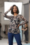 Front of the Brown Floral Print Mesh Top with Tank style T6917-7012 from Tango Mango in the colors brown and black