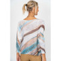Back of the Multicolor Abstract Wave Print Sweater style 9013 from Look Mode in the color blue