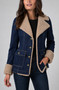 Front of the Sherpa Trimmed Notch Collar Jacket style LM1E15FH5 from Liverpool in the rinse wash