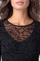 Close up of the Rose Print Long Sleeve Layered Top style LM8L80KB49 from Liverpool Jeans in the color black
