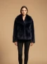 Front of the Midnight Blue Faux Fur Winter Jacket style IN401 1018 from Nikky Apparels in the color blue