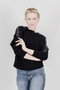 Front of the Cascading Rhinestones Sweater style 262971 from Funsport in the color black