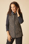 Front of the Reversible Cheetah Print Puffy Vest style 36725 from Habitat on the cheetah print side