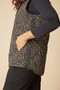 Close up of the Reversible Cheetah Print Puffy Vest style 36725 from Habitat on the cheetah print side