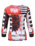Back of the Geo Stripes Scoop Neck Top style 76690 from Dolcezza in the colors red and black