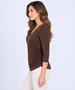 Side of the V-Neck Side-Ruched Top style MS2000 from Last Tango in the color chocolate
