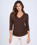 Front of the V-Neck Side-Ruched Top style MS2000 from Last Tango in the color chocolate