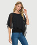 Front of the Asymmetrical Chiffon Overlay Top with Open Sleeve style MS1832 from Last Tango in the color black