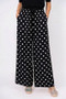 Front of the Dot Print Satin Palazzo Pants style 64072 from Look Mode in the colors black and white