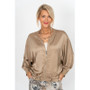 Front of the Satin Bomber Jacket style 837902 from Look Mode in the color camel