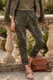 Front of the Flower Mixed Print Jegging style 210088F from Look Mode in the color olive