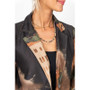 Close up of the Village Print Blazer style 85925 from Look Mode in the color black