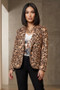 Front of the Leopard Faux Suede Blazer from Look Mode in the color beige