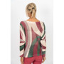 Back of the Neutral Abstract Print Batwing Sweater style 9020 from Look Mode in the color wine