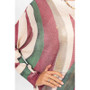 Close up of the Neutral Abstract Print Batwing Sweater style 9020 from Look Mode in the color wine